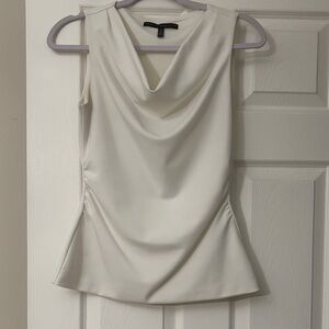 White House Black Market Ivory Drape Neck Blouse